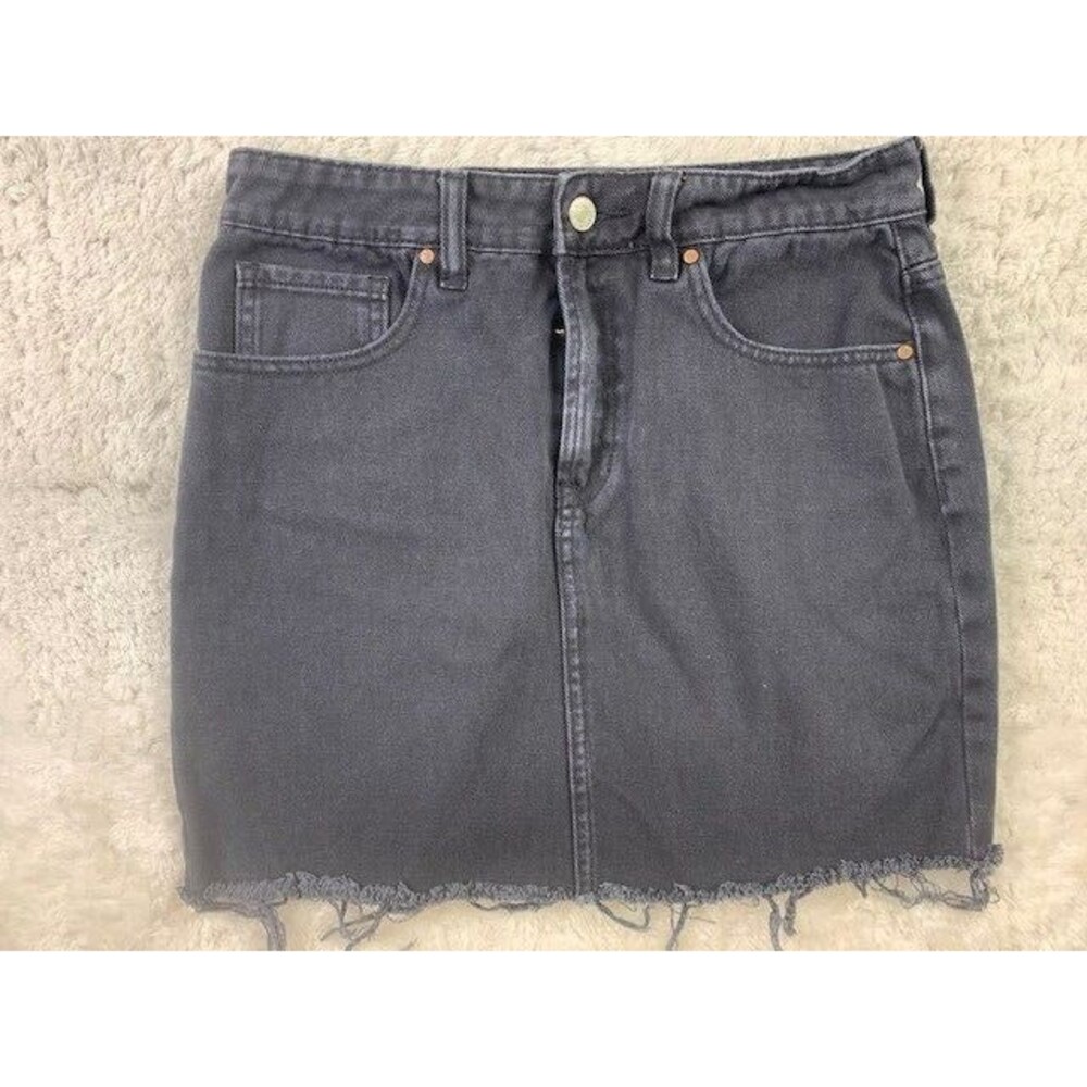 Pacsun Sizze 28 Womens Skirt Denim Jeans Raw Hem Mini Black  Cotton
